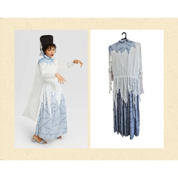 Adult Lab Monster Bride Costume Dress & Headpiece L (12-14) Novelty Halloween Ou - Picture 1 of 7
